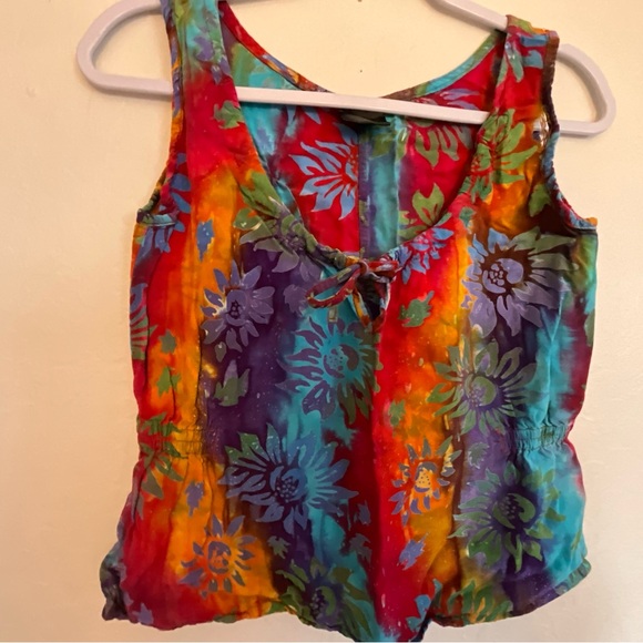 Tops - Colorful Floral Sleeveless Top boho vintage hippie